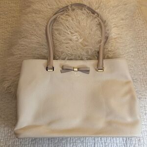 NEW leather Cream Tote Bag with Bow Accent by Kate Spade New York